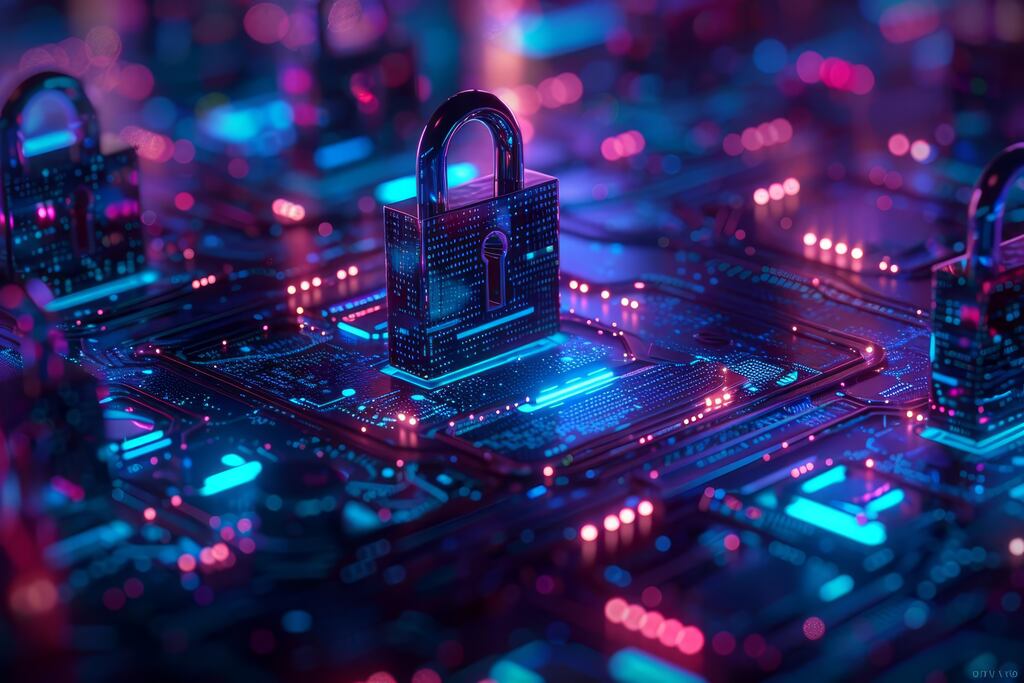Segurança de TI simbolizada por cadeado digital
